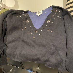 Wildfox pullover studded v neck sweater